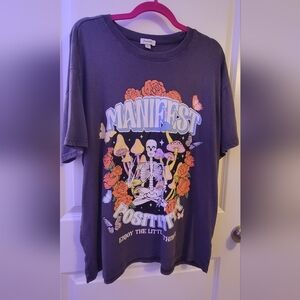 Manifest Positive Graphic Tee - Dark Gray Distressed Like Color Size L